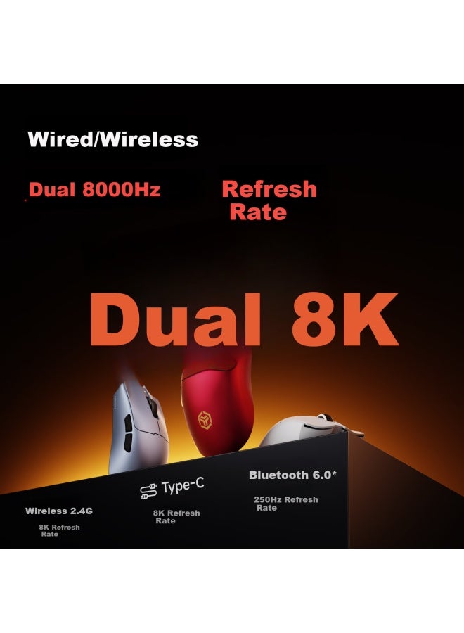 Eweadn ماوس الألعاب اللاسلكي Eweadn S9 Ultra V2 ثلاثي الوضع بلوتوث خفيف الوزن رائد 3950 معدل تقرير مزدوج 8k ملحق عالمي للكمبيوتر المحمول أبيض قطبي - Image 3