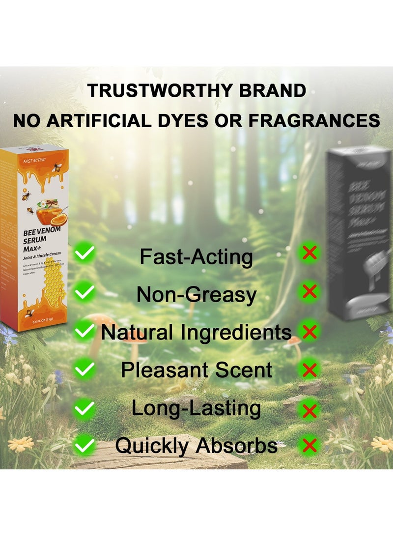 FAST 4PACK Natural Organic Bee Venom Muscle Joint Cream, Extra Strength Muscle & Joints Caring Ointment 15g*4 - Image 3