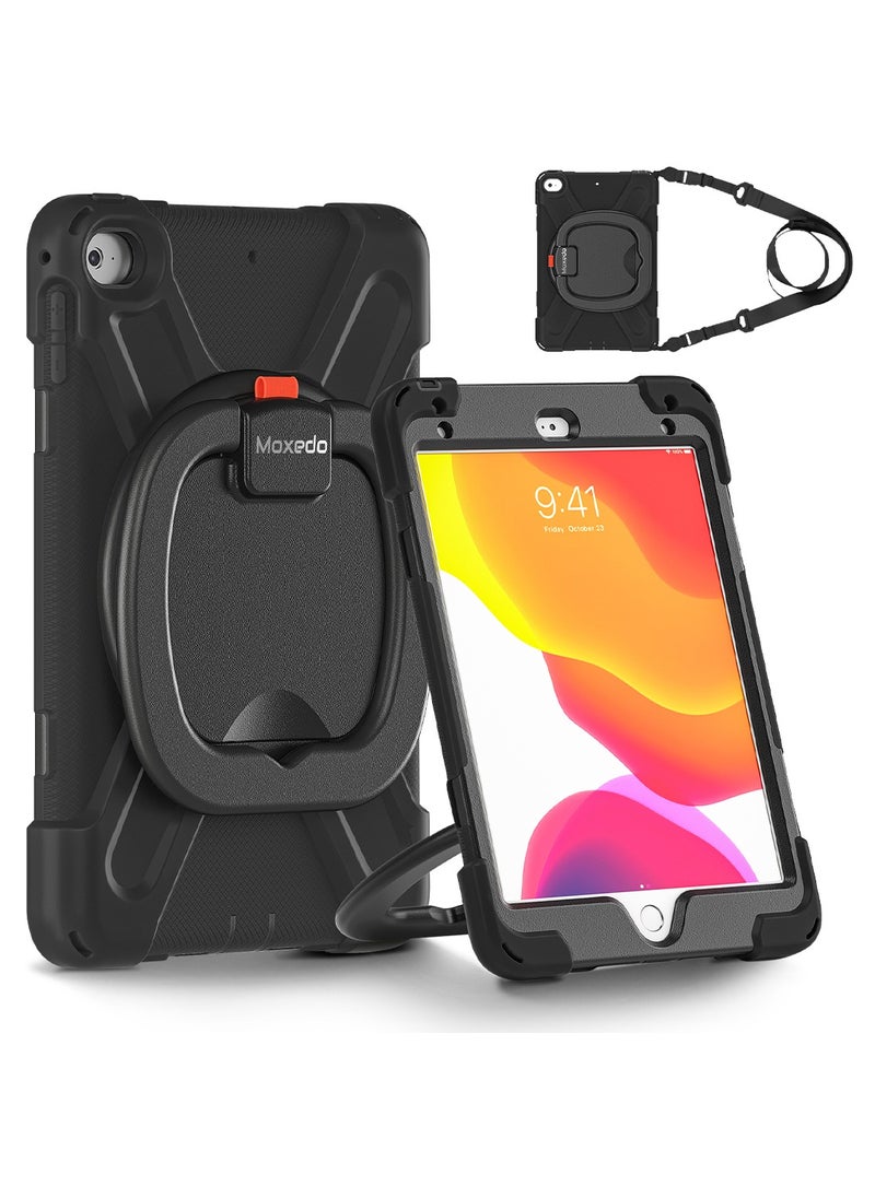 Moxedo Moxedo Heavy Duty Shockproof Rugged Protective Colorful Case with 360 Rotating Kickstand and Shoulder Strap for Kids Compatible for iPad Mini 4 / 5 - Black  - Image 1