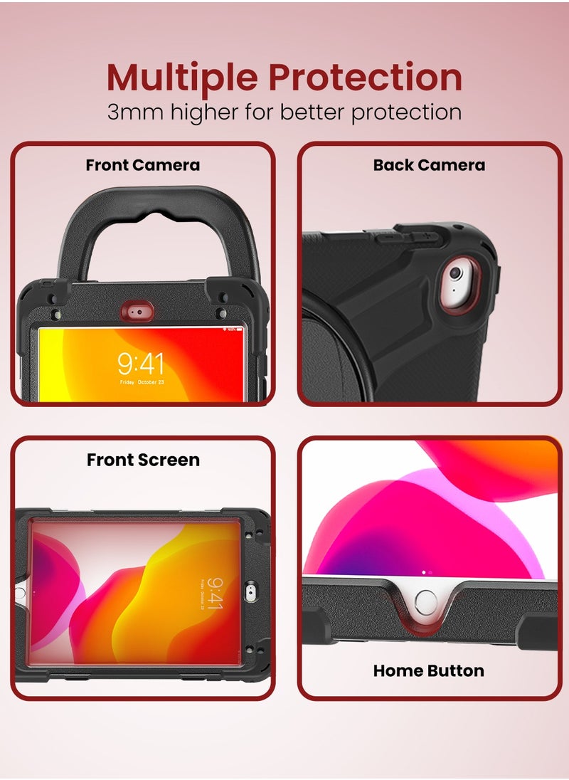 Moxedo Moxedo Heavy Duty Shockproof Rugged Protective Colorful Case with 360 Rotating Kickstand and Shoulder Strap for Kids Compatible for iPad Mini 4 / 5 - Black  - Image 2