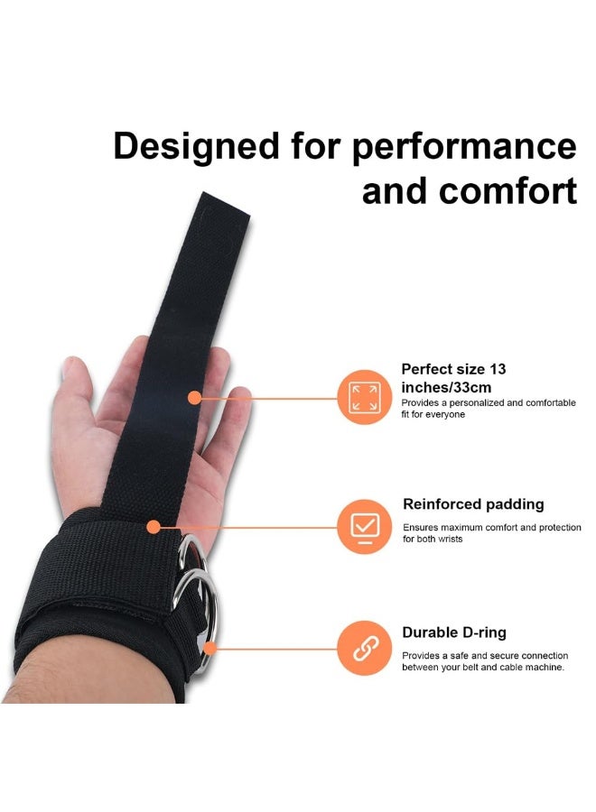 2pcs Wrist Straps for Weightlifting with D-Ring, Padded SBR Material for Deadlifts, Cable Machine & Gym Workout (13 inch Length) - Image 3