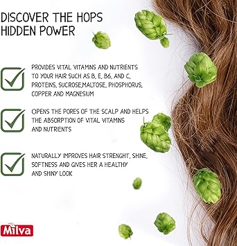 Milva Beer Shampoo for Shiny Hair with Hop Extract 200ml Hydrating Thickening Shampoo for Thinning Hair Gives Strength Volume Bounce Natural Itchy Scalp Treatment Parabens and Silicone Free - Image 4