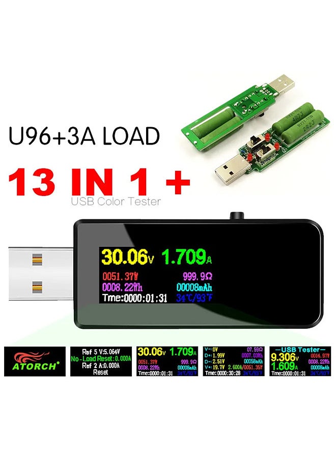 Generic 13 in 1 USB Tester Current Voltage Indicator Color LCD Display USB Tester Electric Ammeter Power   Meter Charge DC Digital Multimeter Voltmeter Wattmeter Portable High-Precision USB Tester  - Image 4