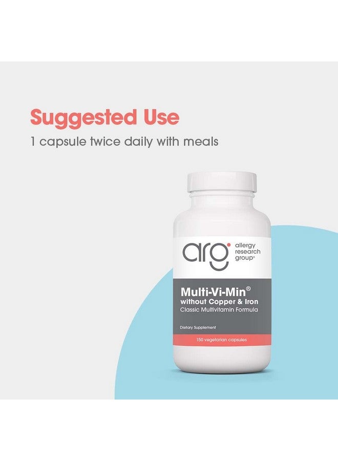 Allergy Research Group Multi-Vi-Min Without Copper & Iron - Multivitamin for Men & Women, Mineral Complex, Active Nutrients, with Iodine - 150 Count - Image 4
