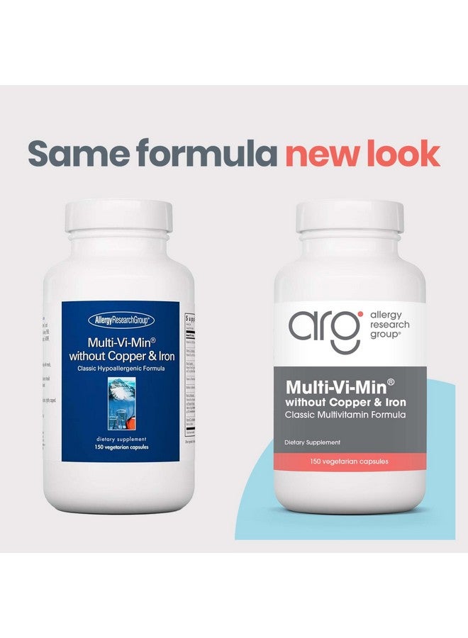 Allergy Research Group Multi-Vi-Min Without Copper & Iron - Multivitamin for Men & Women, Mineral Complex, Active Nutrients, with Iodine - 150 Count - Image 2