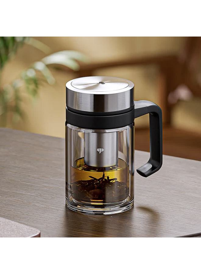 Wanxiang Glass Cup V219 Handle Office Double-layer Tea Infuser Cup 360ml Business Office Water Cup - Image 3