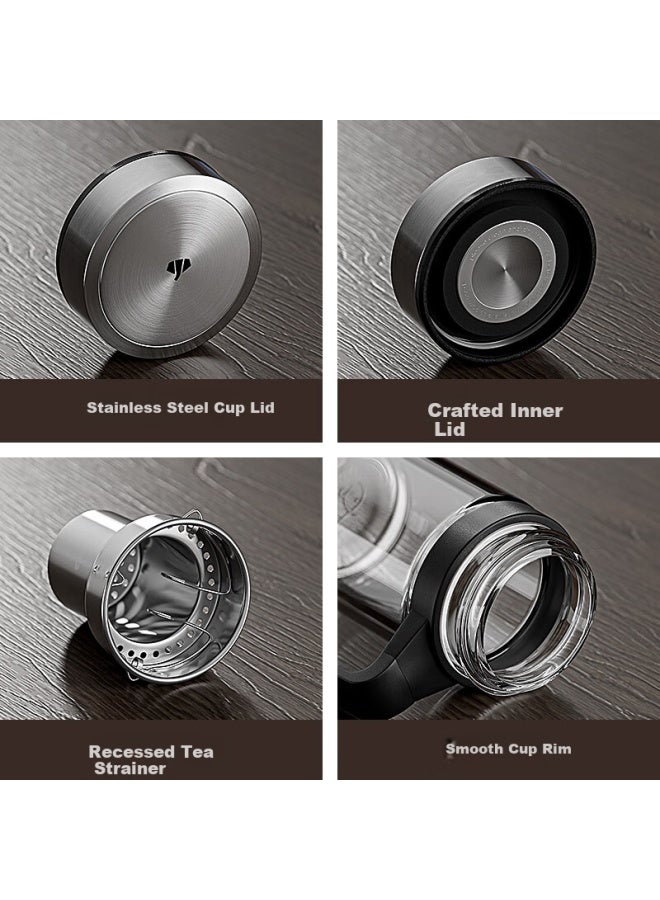 Wanxiang Glass Cup V219 Handle Office Double-layer Tea Infuser Cup 360ml Business Office Water Cup - Image 5