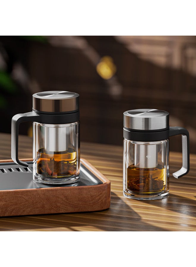 Wanxiang Glass Cup V219 Handle Office Double-layer Tea Infuser Cup 360ml Business Office Water Cup - Image 4