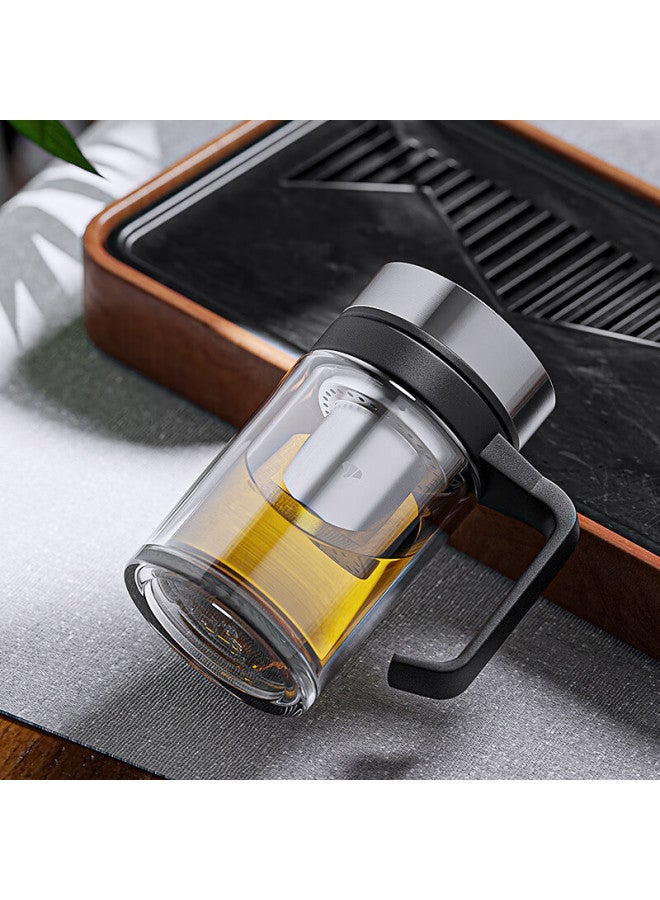 Wanxiang Glass Cup V219 Handle Office Double-layer Tea Infuser Cup 360ml Business Office Water Cup - Image 2