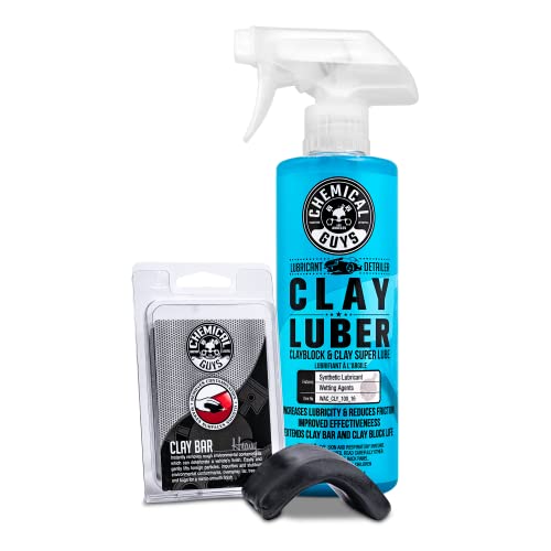 Chemical Guys CLY_KIT_1 Heavy Duty Clay Bar and Luber Synthetic Lubricant Kit, 16 oz, 2 Items, Black - Image 1