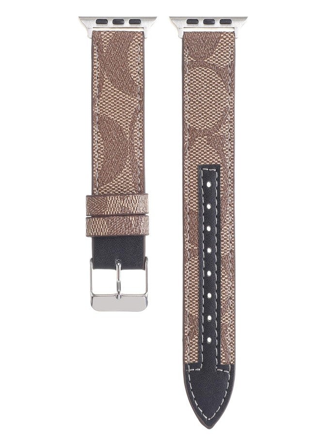 Avazera Leather Band 44mm 42mm 40mm 38mm Compatible with Apple Watch Men Women,Design for Replacement Band Compatible with Watch Series 6/5/4/3/2/1, iWatch SE (Brown-black, 38/40MM) - Image 1