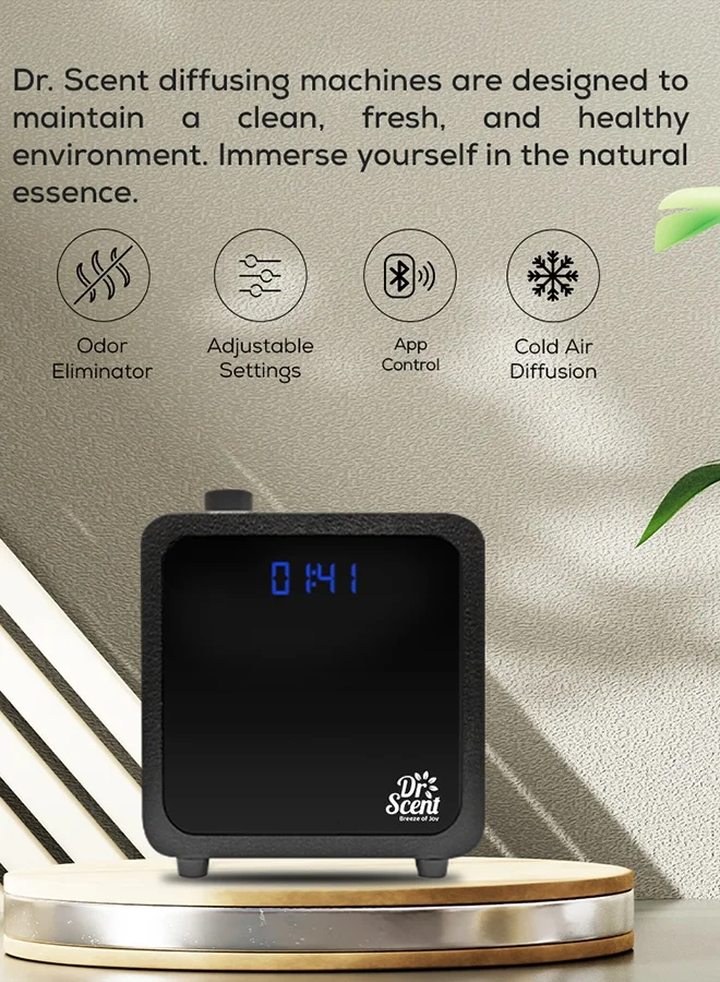 Dr Scent Dr Scent Breeze of Joy Essential Oil Small Diffuser Fragrance Machine, Supporting Mobile APP (Black)