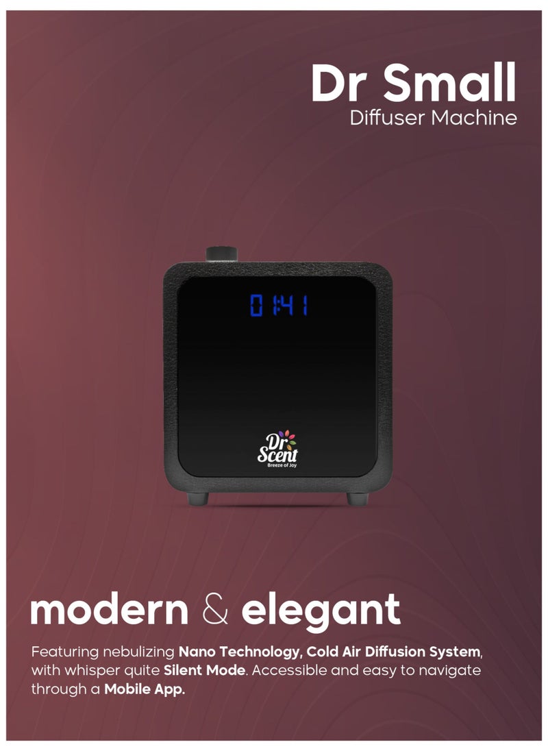 Dr Scent - Dr Scent Breeze of Joy Essential Oil Small Diffuser Fragrance Machine, Supporting Mobile APP (Black) - Image 1