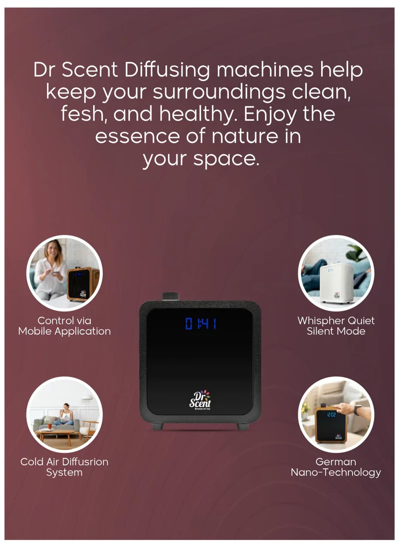 Dr Scent Dr Scent Breeze of Joy Essential Oil Small Diffuser Fragrance Machine, Supporting Mobile APP (Black)