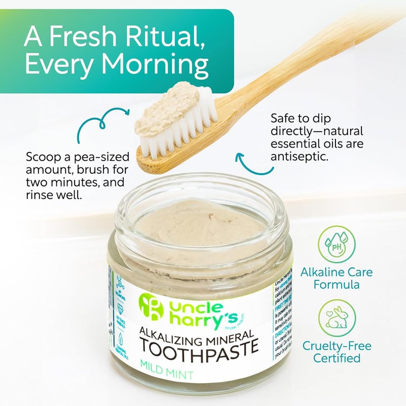 Uncle Harry's Mild Mint Alkalizing Mineral Toothpaste - Natural Whitening & Breath Freshening Formula - Image 3