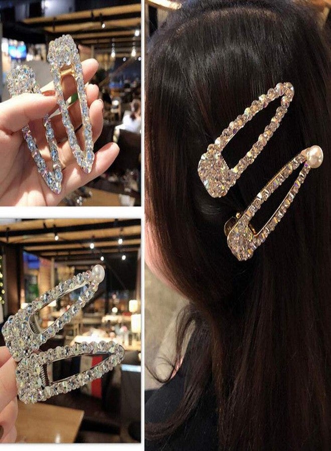 سوبيربليس قطعتان من مشابك الشعر النسائية الأنيقة، دبابيس شعر مرصعة باللؤلؤ المقلد وأحجار الراين، دبابيس شعر كريستالية على شكل منقار البط، مشابك شعر على شكل مشبك تمساح، إكسسوارات شعر أنيقة من سبيكة معدنية (B #) - Image 3