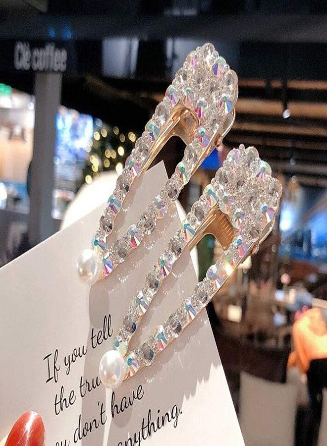 سوبيربليس قطعتان من مشابك الشعر النسائية الأنيقة، دبابيس شعر مرصعة باللؤلؤ المقلد وأحجار الراين، دبابيس شعر كريستالية على شكل منقار البط، مشابك شعر على شكل مشبك تمساح، إكسسوارات شعر أنيقة من سبيكة معدنية (B #) - Image 5