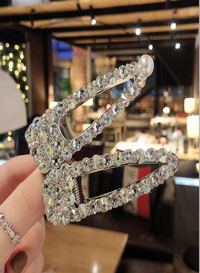 سوبيربليس قطعتان من مشابك الشعر النسائية الأنيقة، دبابيس شعر مرصعة باللؤلؤ المقلد وأحجار الراين، دبابيس شعر كريستالية على شكل منقار البط، مشابك شعر على شكل مشبك تمساح، إكسسوارات شعر أنيقة من سبيكة معدنية (B #) - Image 2