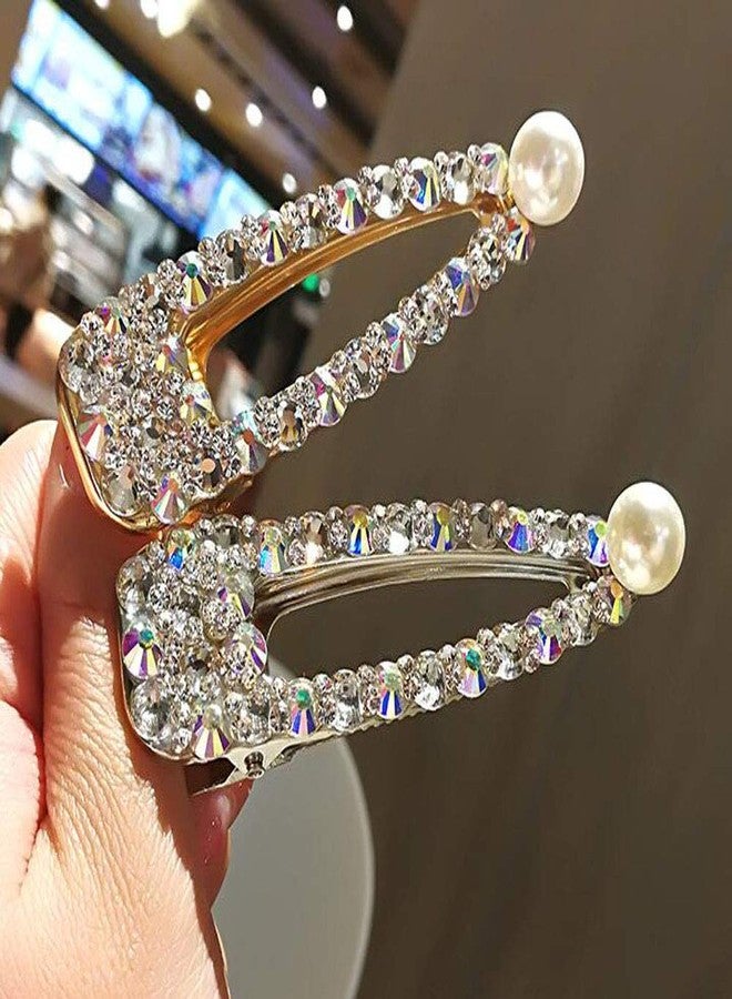 سوبيربليس قطعتان من مشابك الشعر النسائية الأنيقة، دبابيس شعر مرصعة باللؤلؤ المقلد وأحجار الراين، دبابيس شعر كريستالية على شكل منقار البط، مشابك شعر على شكل مشبك تمساح، إكسسوارات شعر أنيقة من سبيكة معدنية (B #) - Image 4