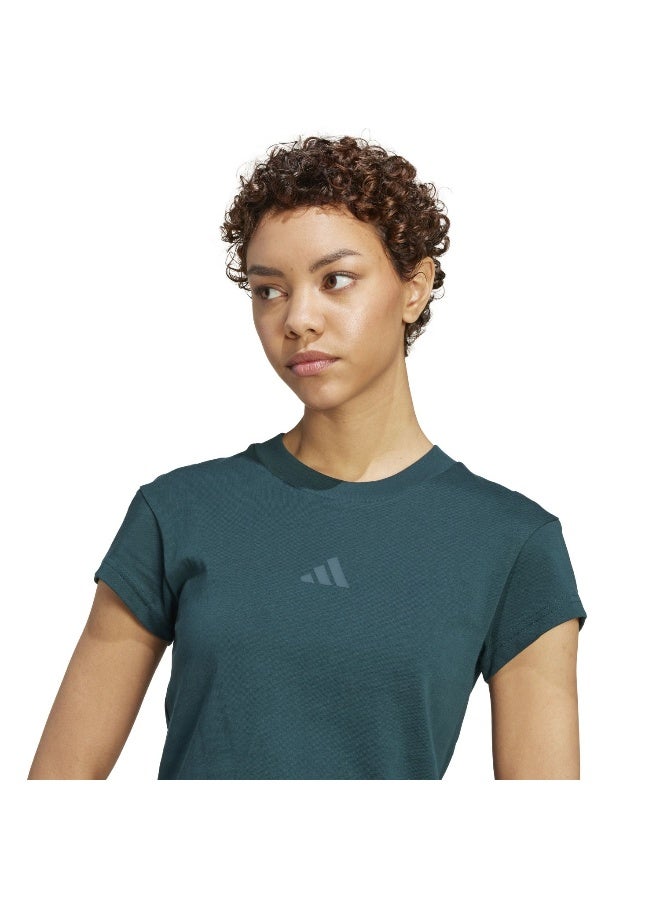 Adidas W Fi Sl Bb Tee Green Training T-Shirts For Women XS  - Image 5