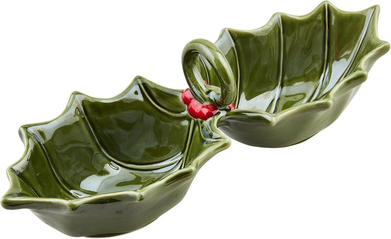 mud pie طبق هولي مزدوج 4 × 11 أخضر