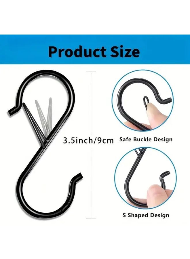 6pcs Black S Hooks No Drill Hooks for Kitchen Utensils Pots Pans Cups Plants Wardrobe - Image 3
