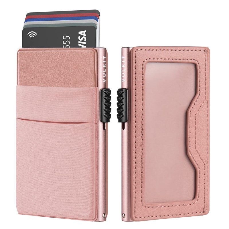 VULKIT Minimalist Wallet with ID Window & EDC Pocket Pop Up Card Holder RFID Blocking Slim Wallet Design for Airtag Coins Cash & Credit Cards - Image 1