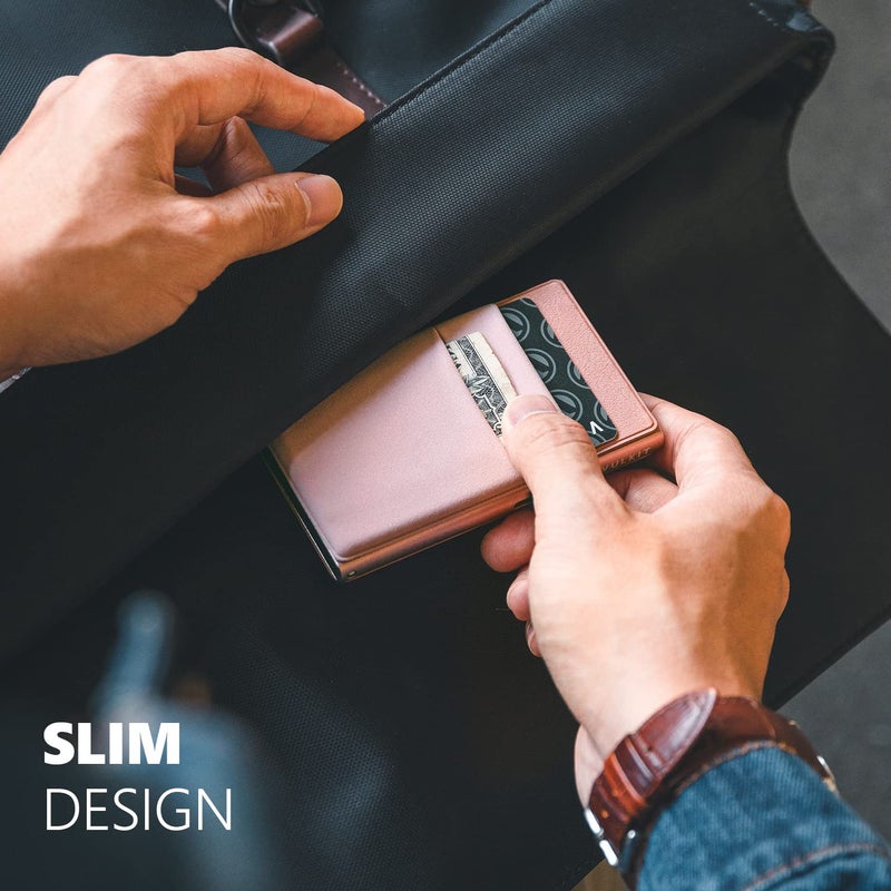 VULKIT Minimalist Wallet with ID Window & EDC Pocket Pop Up Card Holder RFID Blocking Slim Wallet Design for Airtag Coins Cash & Credit Cards - Image 4