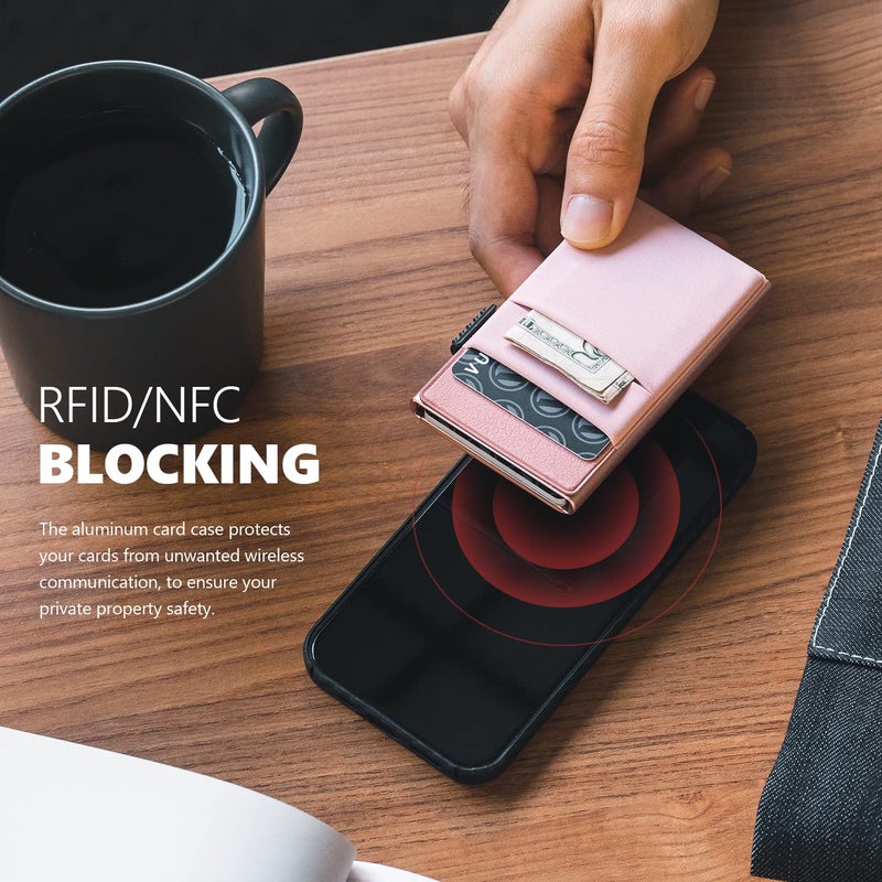 VULKIT Minimalist Wallet with ID Window & EDC Pocket Pop Up Card Holder RFID Blocking Slim Wallet Design for Airtag Coins Cash & Credit Cards - Image 5