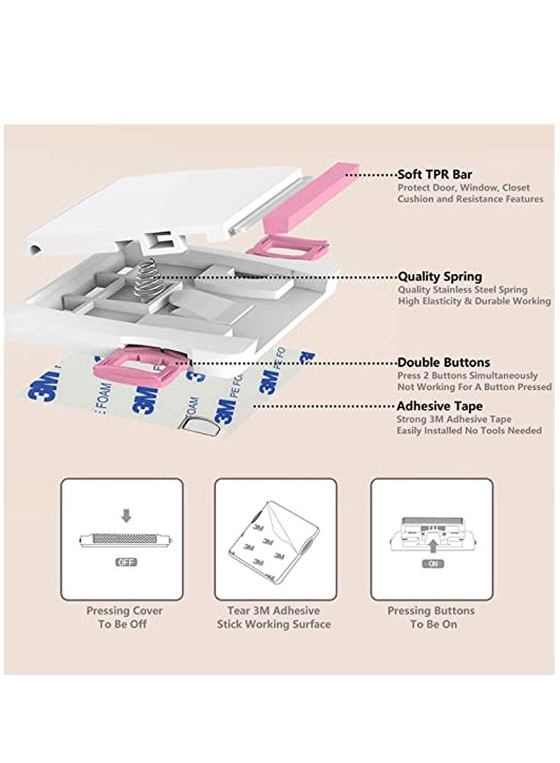 Sliding Glass Door Child Lock, 2 Pack Child Safety Lock Lock Childproofing Door Knob Lock Easy to Install and Use 3M VHB Adhesive no Tools Need or Drill Easy to Remove for Sliding Window Pink - Image 5