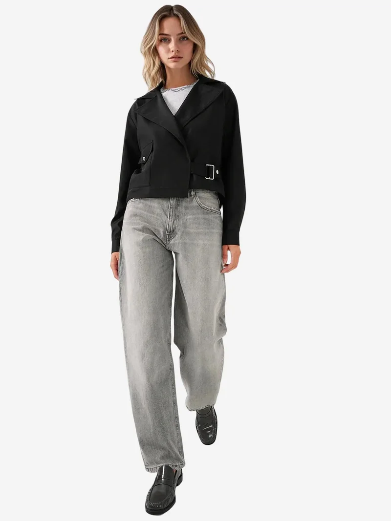 بيغ دارت معطف ترنش بوليستر بقصة ضيقة وياقة قميص من