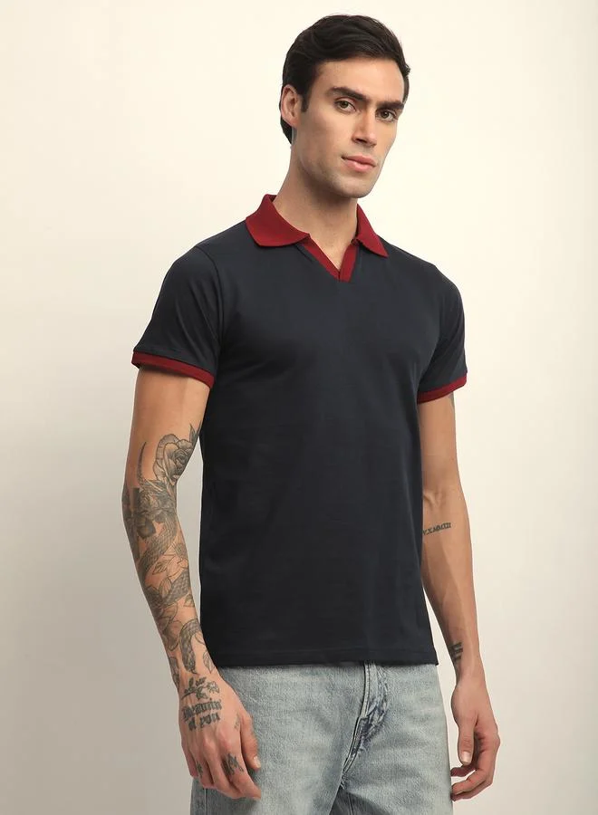 Dillinger Men Solid Regular Fit Open Collar Polo