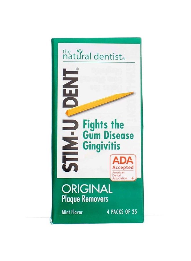 Stim-U-Dent مزيلات اللويحات، نكهة النعناع 4-25 عبوة [100 عود] (عبوة من 10) - Image 3