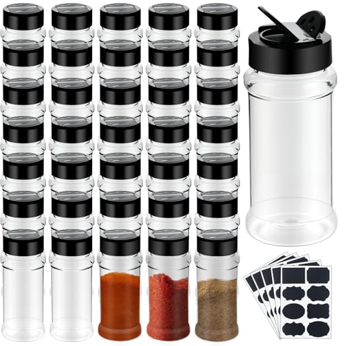 Ysglory 36 Pack 3 Oz Plastic Spice Jars Bottles Empty Seasoning Bottles Containers Small Clear Spice Shaker and Stickers with Black Cap for Storing Spices Salt Herbs - Image 1