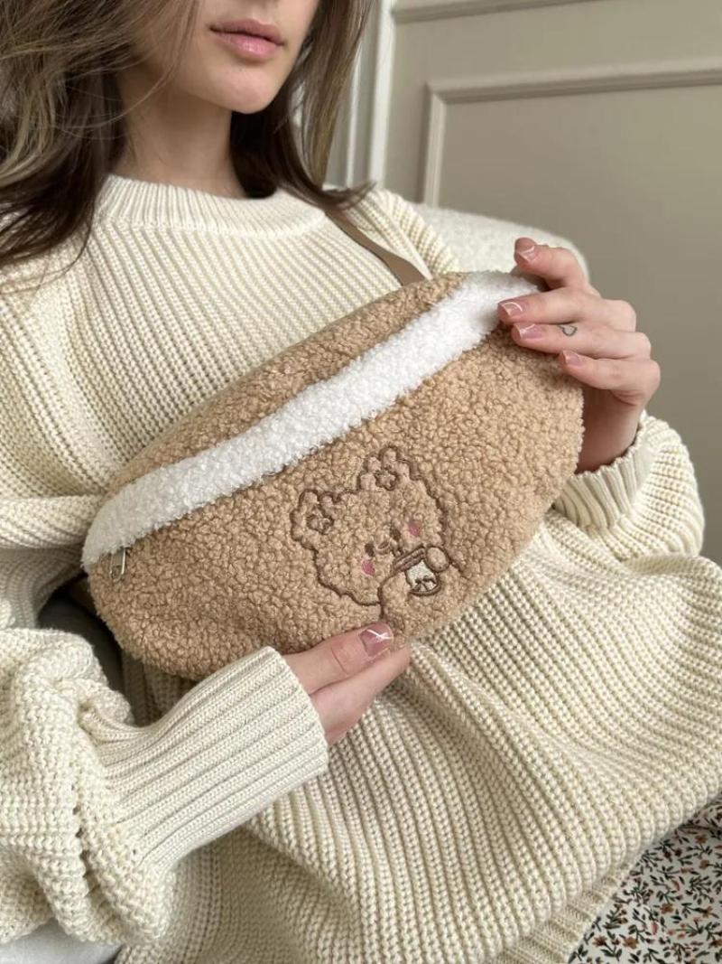 Plush Shoulder Bag: Soft Cozy Texture, Compact Spacious Storage - Adjustable Metal Buckle Strap, Trendy Y2K Style Crossbody Bag for Anime Fans, Teen Girls, Daily Outdoor Use - Image 3