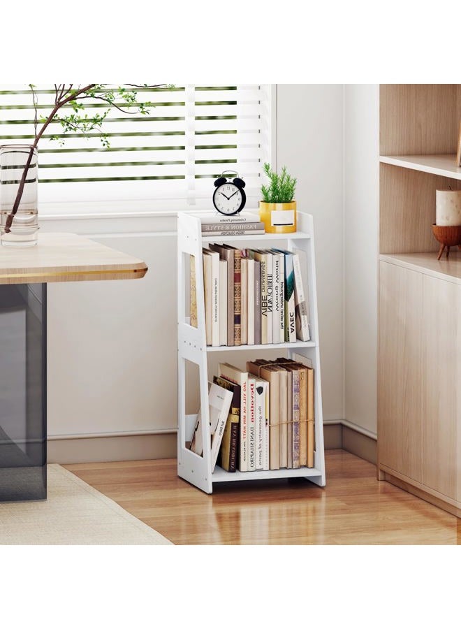 POBOMULI 3-Tier Bathroom Ladder Shelf Freestanding, White Floor Shelves Open Shelving Unit, Small Bookshelf Nightstand for Home Study Laundry Room (11.0”D x 12.6”W x 26”H) - Image 5