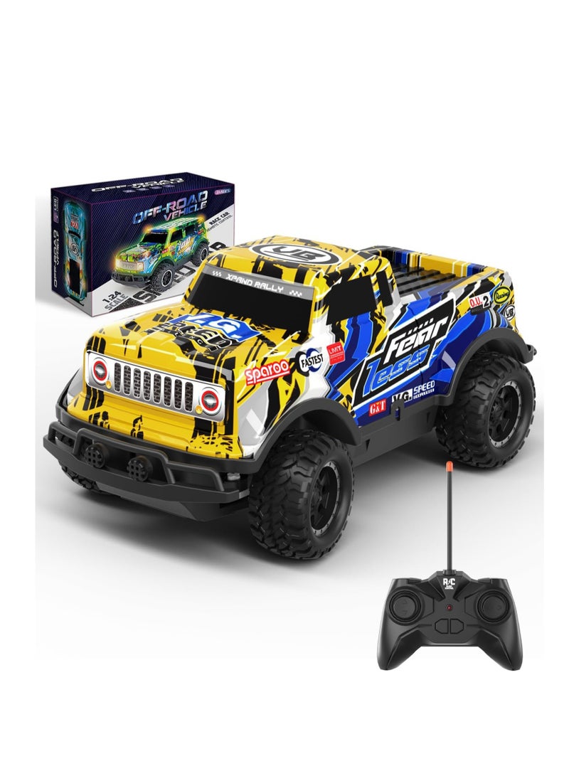 AirYoung Remote Control Car, 1/24 Scale Model Racing Car Toys, RC Car for Kids and Boys with Cool Led Lights, Hobby RC Cars Toys Birthday Gifts for 3-8 Year Old Boys - Image 1