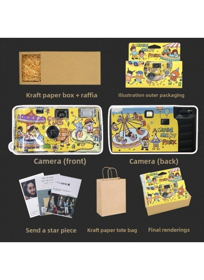 Generic Fools Develop Disposable Film Color Kodak Children's Film Camera Retro Machine 1M35-Color:"works Together" 12 Photos Of Half-grids Cameras Iso400  - Image 1