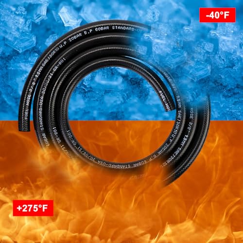 kuosbiu 1/4" Fuel Line Hose, 10FT SAE 30R10 300PSI High Pressure Submersible for Automotive Fuel Systems Engines - Image 4