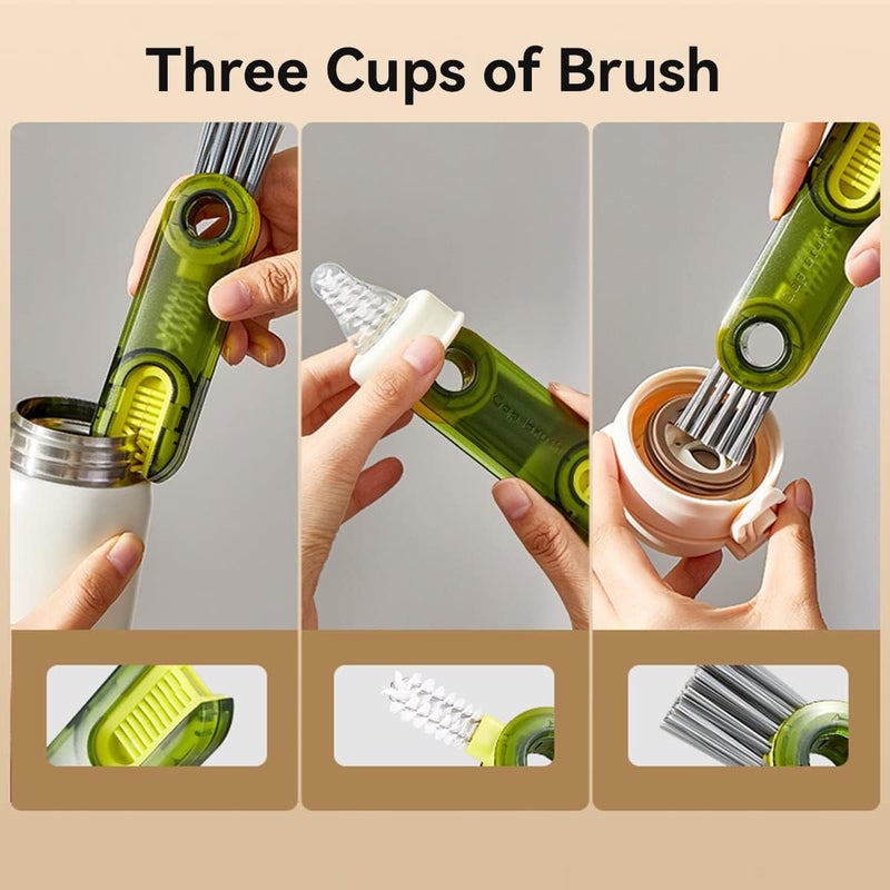 ECVV 3Pack Bottle Cleaner Brush Multifunctional Cleaning Brush U-Shaped Silicone Cup Lid Crevice Cleaning Brush Home Kitchen Cleaning Tools - Image 5