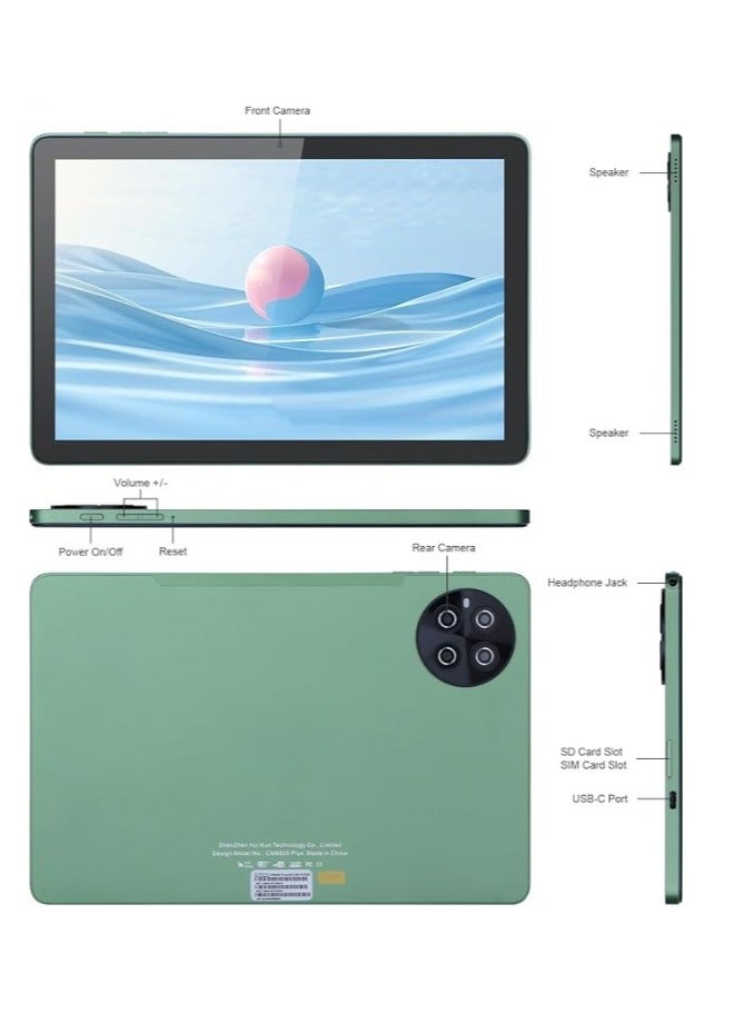 CM8800 tablet  with a 10-inch screen supports a SIM card and a 5G band Wi-Fi network with 8 GB RAM and 512 GB storage space and a large 10,000 mAh battery and works with accessories inside the box with the Android system (Green)