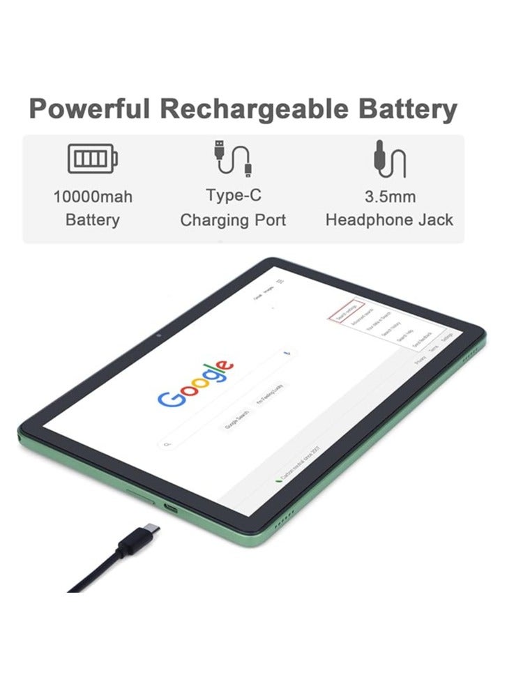 CM8800 tablet  with a 10-inch screen supports a SIM card and a 5G band Wi-Fi network with 8 GB RAM and 512 GB storage space and a large 10,000 mAh battery and works with accessories inside the box with the Android system (Green)