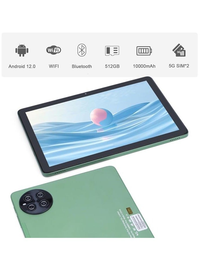 CM8800 tablet  with a 10-inch screen supports a SIM card and a 5G band Wi-Fi network with 8 GB RAM and 512 GB storage space and a large 10,000 mAh battery and works with accessories inside the box with the Android system (Green)