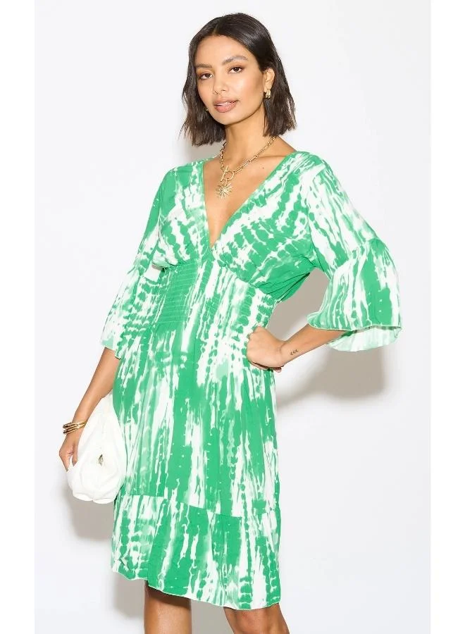 Hoxton Gal Tie-Dye V-Neck Dress