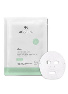 Arbonne Radiance Face Sheet Mask  Sheet Face Mask with Niacinamide for Dry and Dull Skin Enhance Brightness Tone Smooth and Hydrate Skin  1 Pack