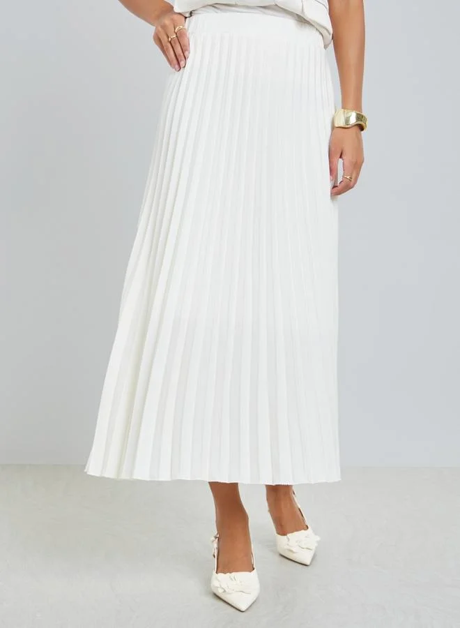 Styli  Off White Waistcoat and Pleated Skirt Co-Ords for Women | Best Price UAE