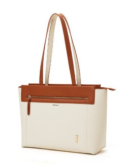 Mokobara MOKOBARA | The Dawn Tote Shoulder Bag Fits Upto 14" Laptop, Perfect for Work & Daily Use, Crafted with Vegan Leather, Designed for Women (Coconut Cream)  - Image 1