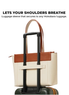 Mokobara MOKOBARA | The Dawn Tote Shoulder Bag Fits Upto 14" Laptop, Perfect for Work & Daily Use, Crafted with Vegan Leather, Designed for Women (Coconut Cream)  - Image 4