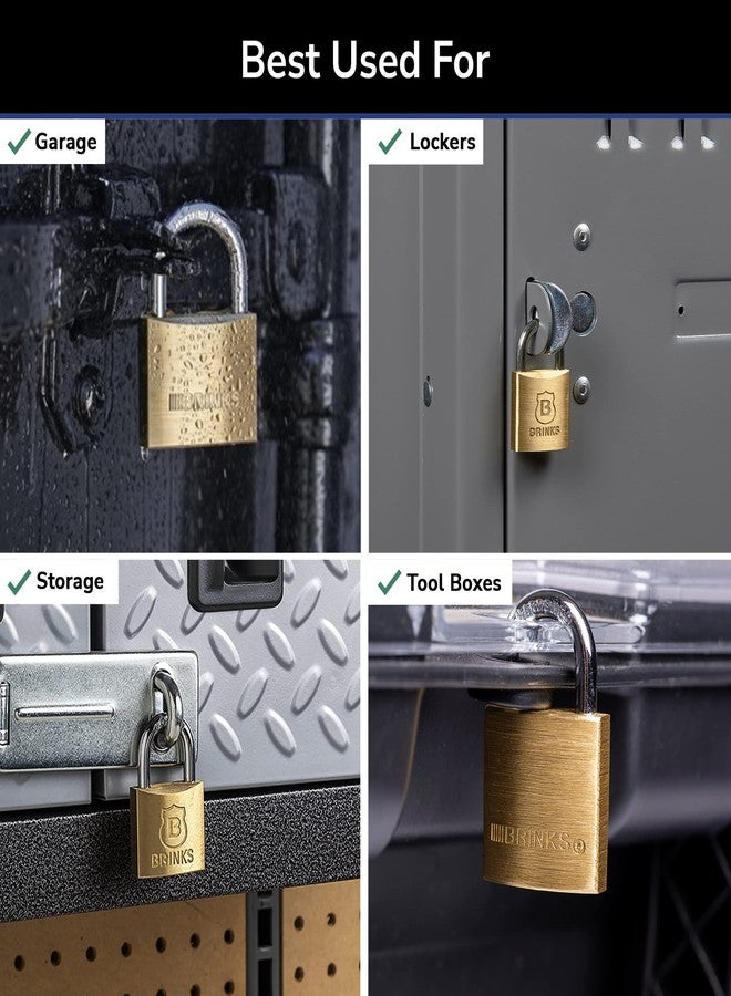 BRINKS - 40mm Solid Brass Keyed Padlock with 7/8” Shackle Clearance, 4-Pack - Chrome Plated with Hardened Steel Shackle, (171-40401) - Image 3