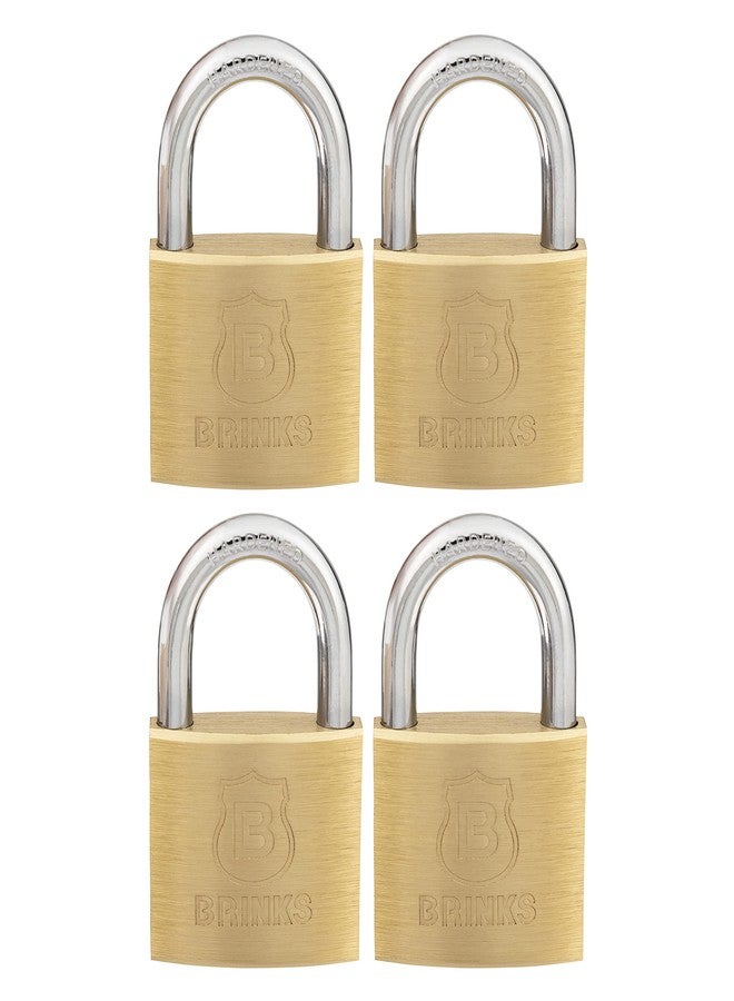 BRINKS - 40mm Solid Brass Keyed Padlock with 7/8” Shackle Clearance, 4-Pack - Chrome Plated with Hardened Steel Shackle, (171-40401) - Image 1